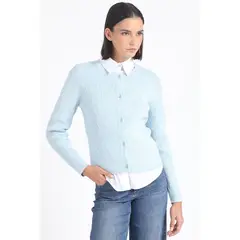 LIOLA - Cardigan Tejido Punto Fantasia, Celeste