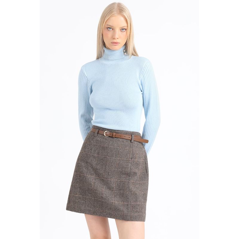LIOLA - Sweater Tejido Punto Boton Decorativo Celeste Liola