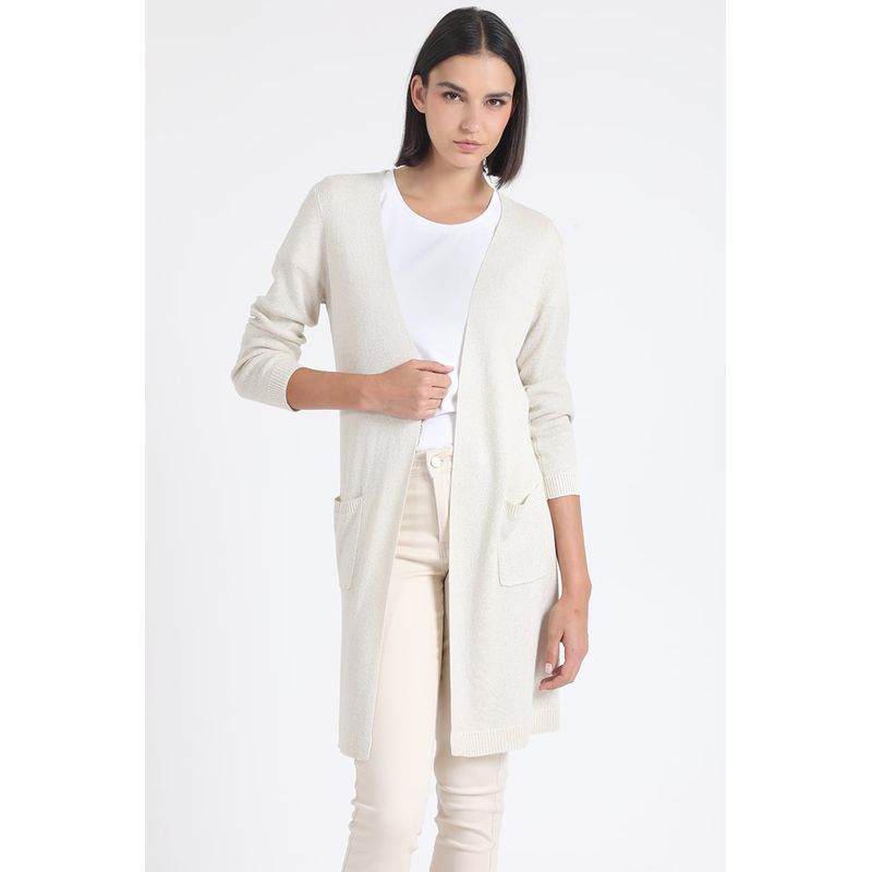 LIOLA - Tapado Tejido Punto Con Hilo Metalizado, Beige Liola