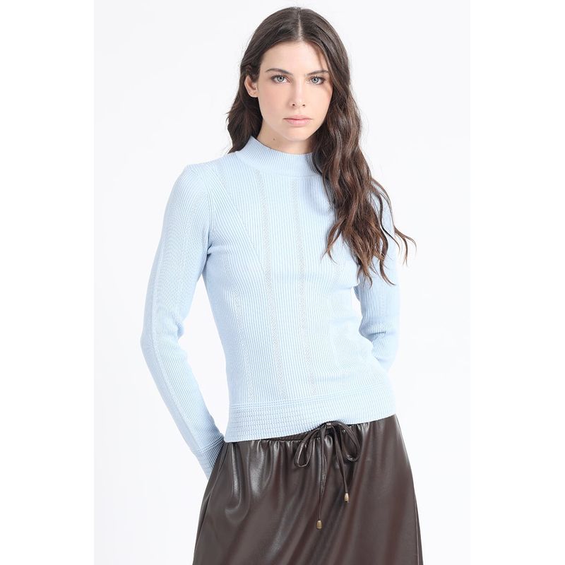 LIOLA - Sweater Tejido Punto Basico, Celeste Liola