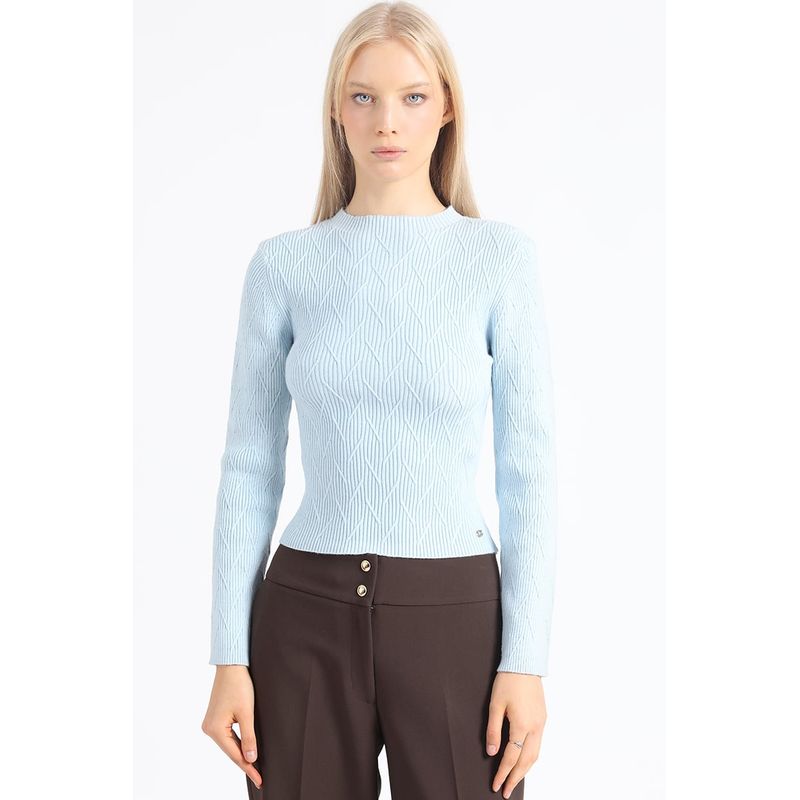 LIOLA - Sweater Tejido Punto Fantasia Celeste Liola