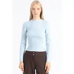LIOLA - Sweater Tejido Punto Fantasia Celeste
