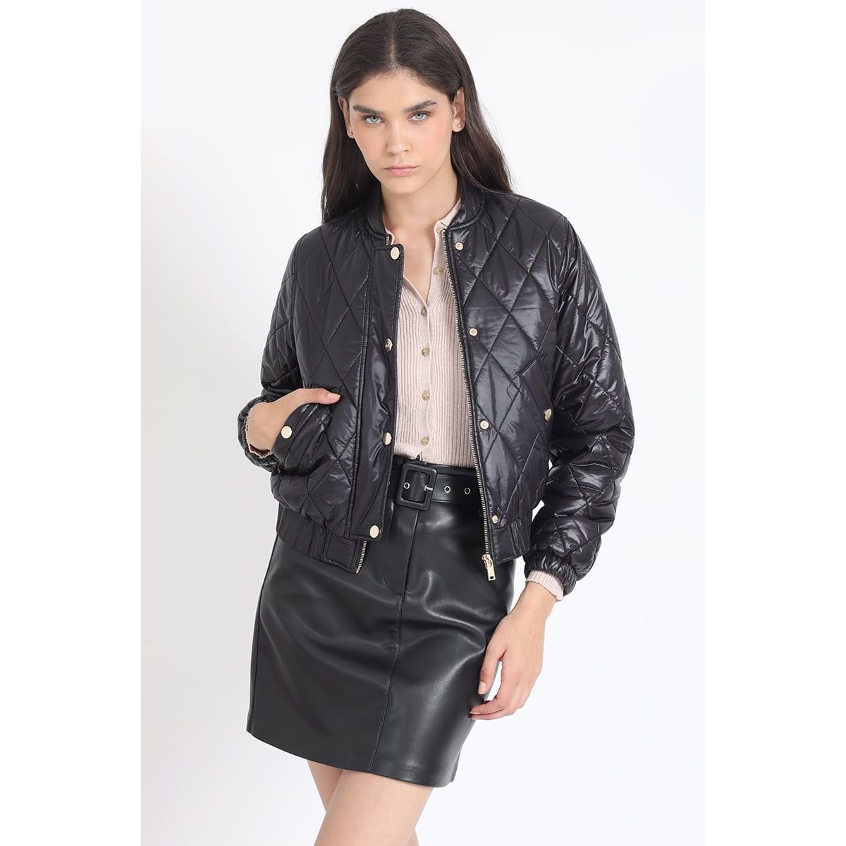 LIOLA - Parka Corta Bomber, Negro Liola