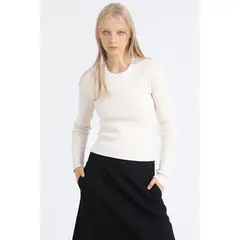 LIOLA - Sweater Basico Tejido Punto, Crudo