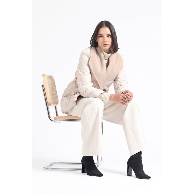 LIOLA - Parka Efecto Cuero Mix Muflon Beige Liola