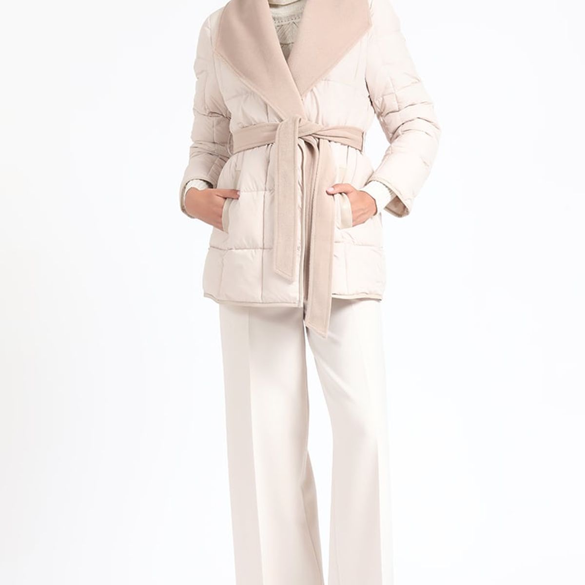 LIOLA - Parka Efecto Cuero Mix Muflon, Beige Liola