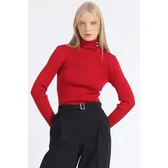 LIOLA - Sweater Tejido Punto Boton Decorativo Rojo