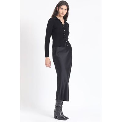 Imagen 2 del producto Cardigan Cuello Tejido Punto, Negro