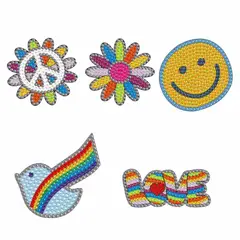 ARTE CONSENTIDO - Pintura Con Diamantes Magnetos Refrigerador Peace 5 Unid