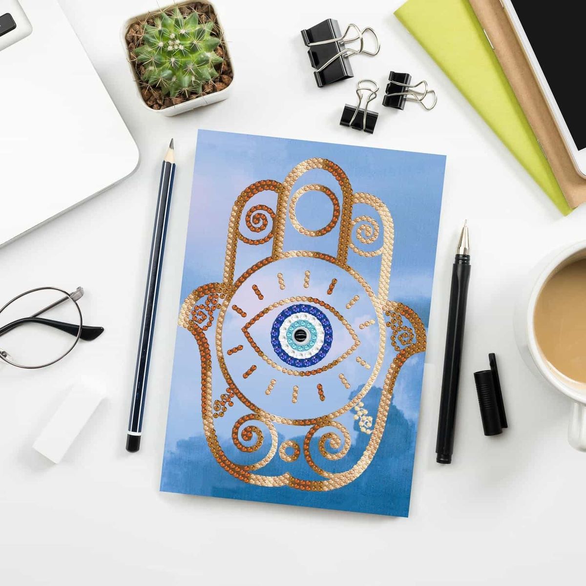 ARTE CONSENTIDO - Pintura Con Diamantes Cuaderno Hamsa 21x14 Cms 50 Páginas