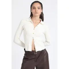 LIOLA - Cardigan Cuello Tejido Punto Crudo
