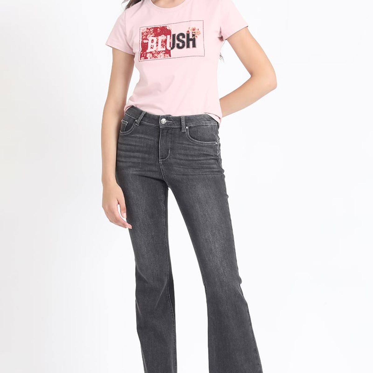 LIOLA - Polera Algodón Spandex, Estampado Blush, Rosa Liola