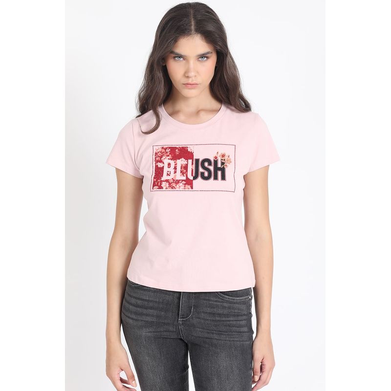 LIOLA - Polera Algodón Spandex Estampado Blush Rosa Liola