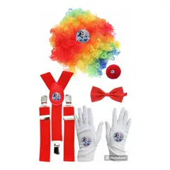 GENERICO - Set De Payaso peluca Nariz Suspensor Humita Y Guantes