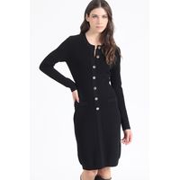 Vestido Ajustado Tejido Punto Negro