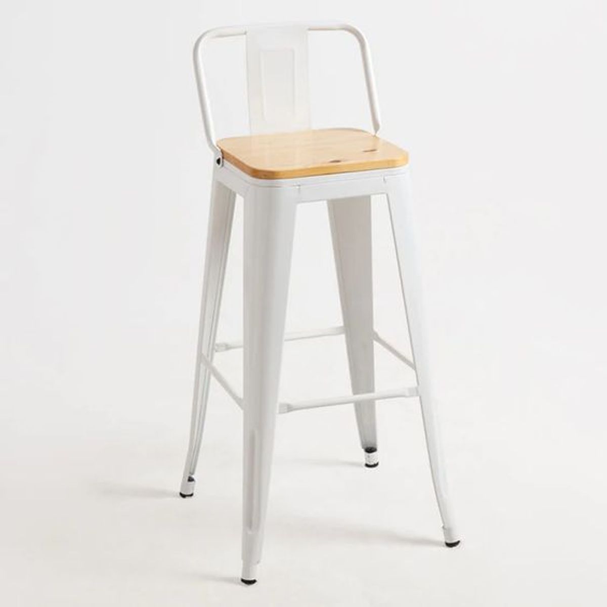 HABITA2 CHILE - Pack de 4 Taburetes Tolix metal con asiento de madera 66 cm - Blanco