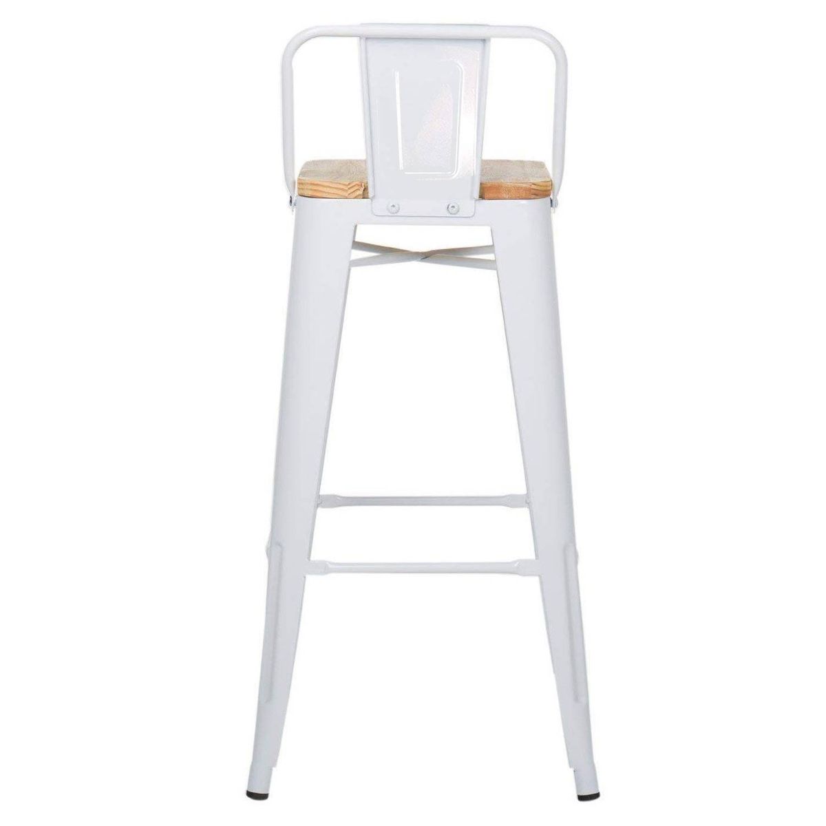HABITA2 CHILE - Pack 2 taburetes tolix blancos bar metal asiento madera 66cm
