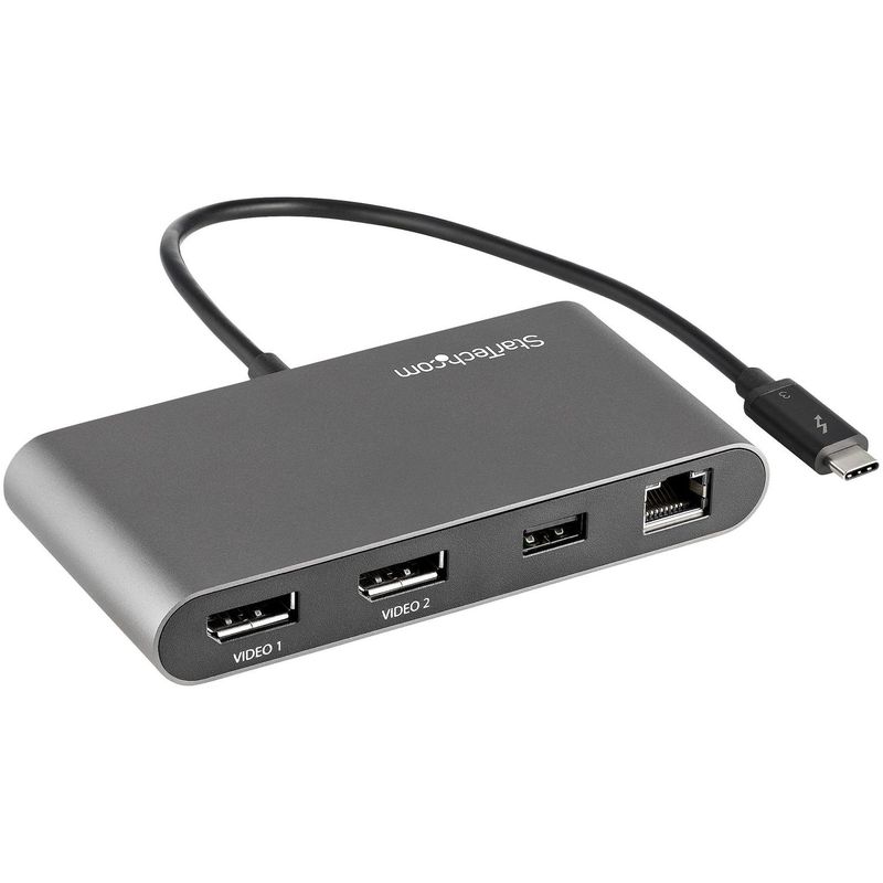 STARTECH - Mini Docking Station Portátil para 2 Monitores con DP 4K USB-A GbE