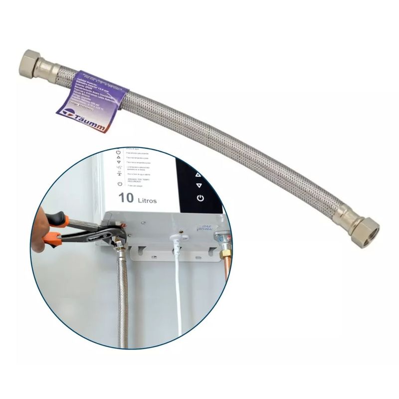 TAUMM - Flexible Para Calefont Agua 1/2 Pulgada Hi Hi 35 Cm Taumm