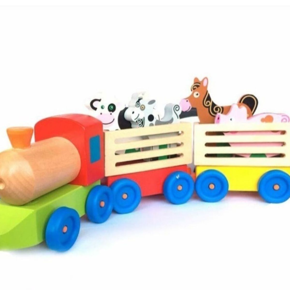 GENERICO - Tren Juguete De Madera Didactico Granja Y Animales