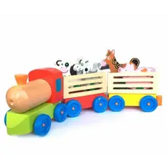 GENERICO - Tren Juguete De Madera Didactico Granja Y Animales