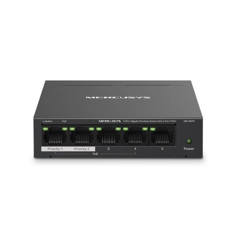 TP LINK - Switch de Escritorio Mercusys MS105GP 5 Puertos con 4 Puertos PoE+