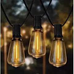MOMO - Luces Guirnalda Solar 10 Led Ampolleta Calida Calido 5 Mtrs