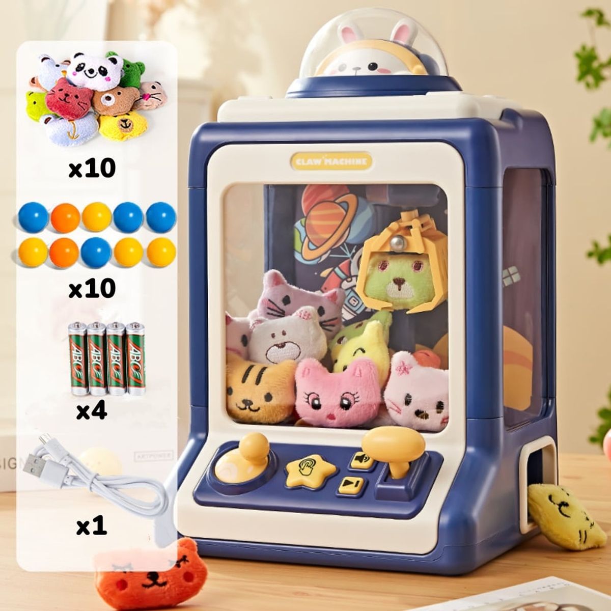 LUBABYCAS - Juego Mini Maquina De Peluches Niños Azul By LuBabycas