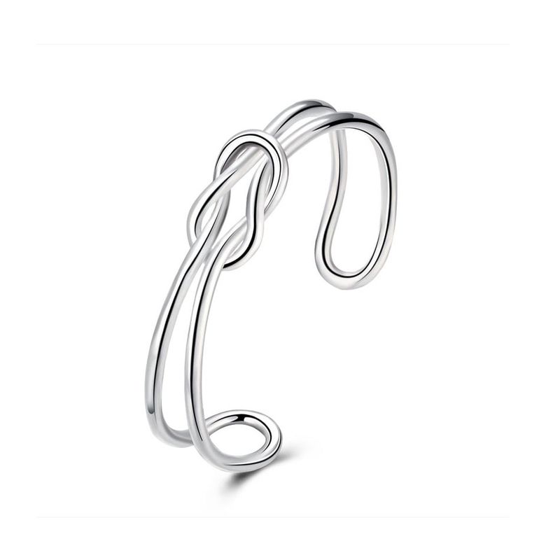VANE COLLECTION - Pulsera esclava mujer fantasía fina abierta y nudo con baño de rodio