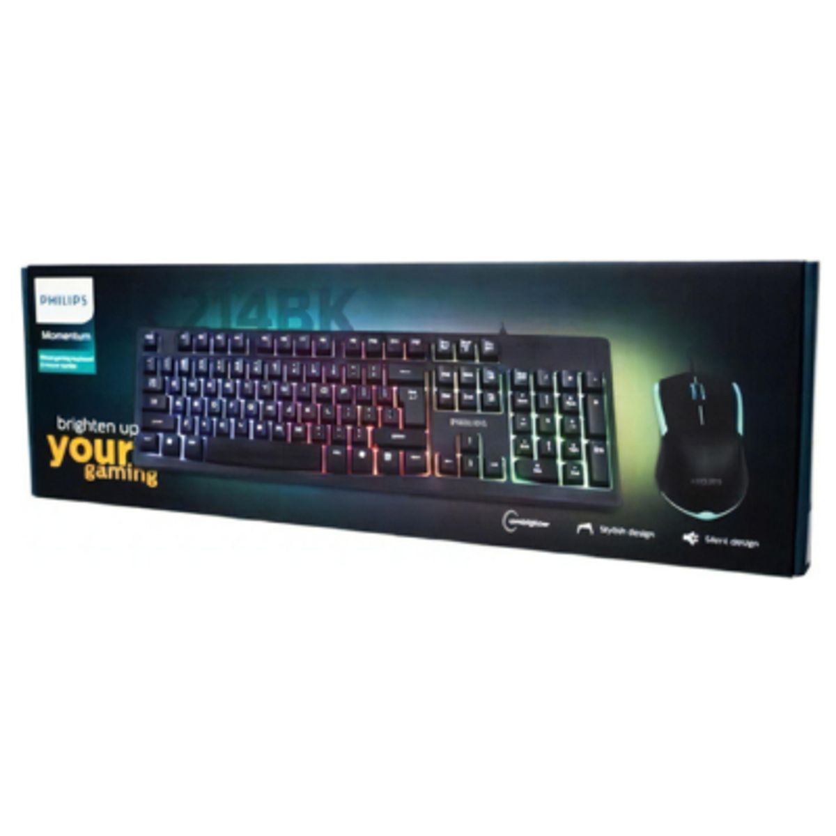 PHILIPS - Kit Teclado y Mouse Gamer Philips Momentum SPT6214BK