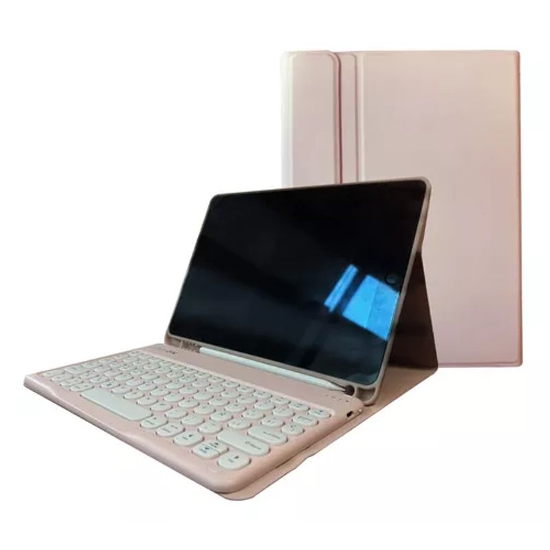GENERICO - Carcasa funda con teclado para iPad Linkon 102 y 109 color rosado