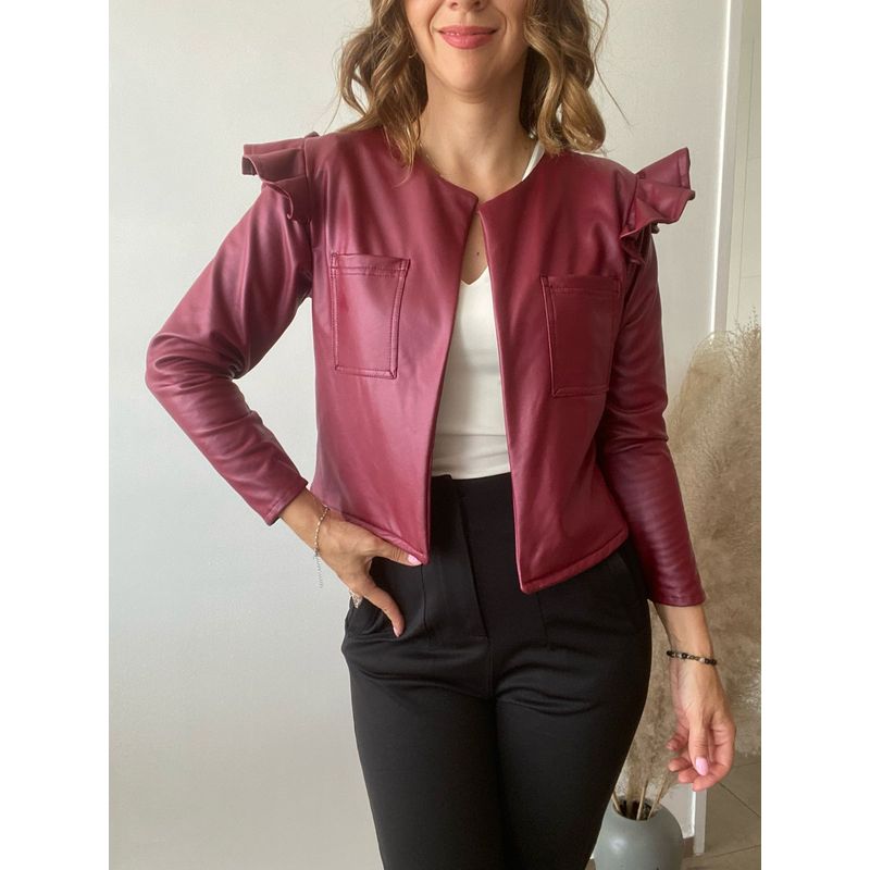 ME MATO TIENDA - chaqueta eco cuero burdeo