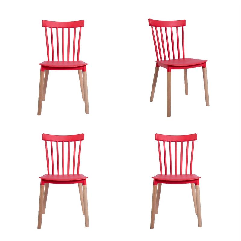 GENERICO - Pack 4 Silla de Comedor Windsor de Polipropileno Rojo
