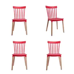 HABITA2 CHILE - Pack 4 Silla de Comedor Windsor de Polipropileno Rojo
