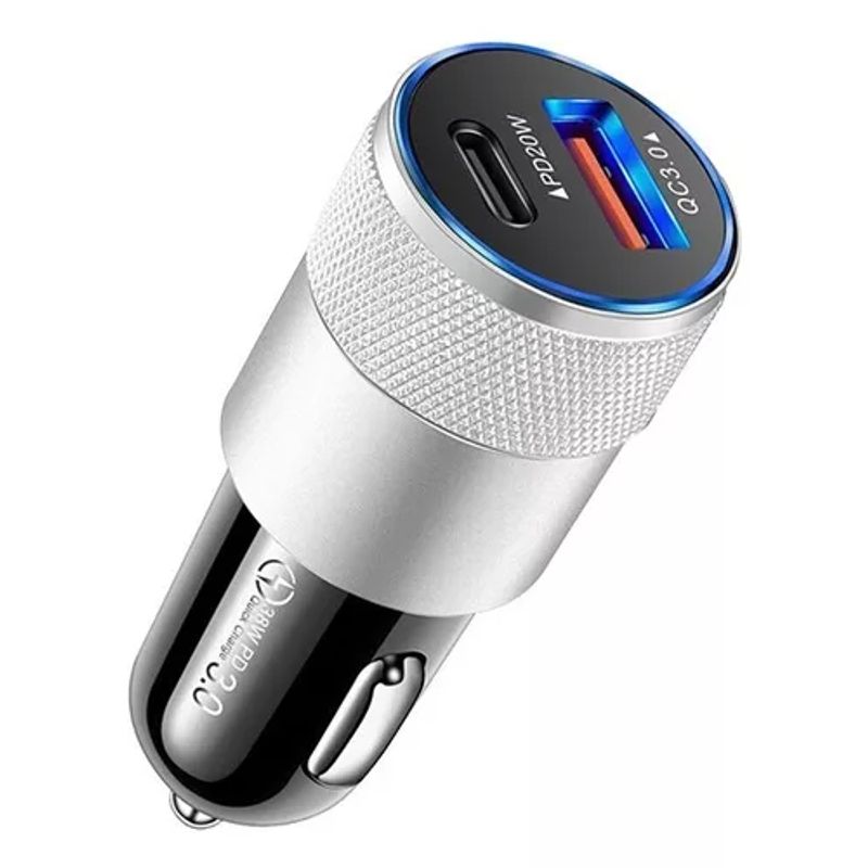 GENERICO - Cargador universal auto camión USB-C carga rápida 30 PD 38W plateado
