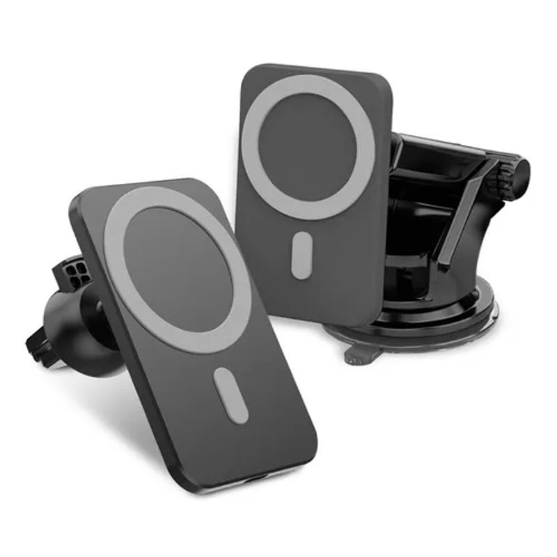 GENERICO - Cargador y soporte inalámbrico para iPhone MagSafe auto negro