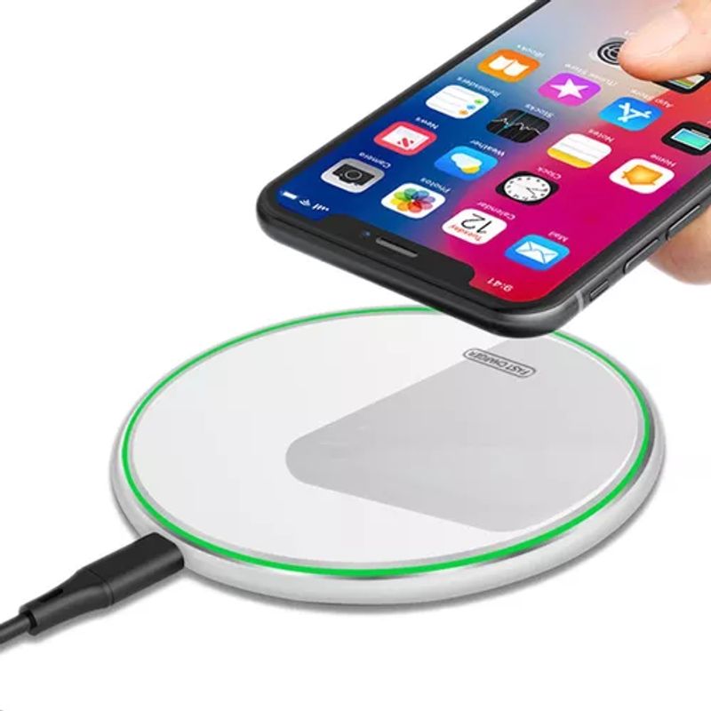 GENERICO - Cargador inalámbrico 15W carga rápida con cable ultraligero blanco