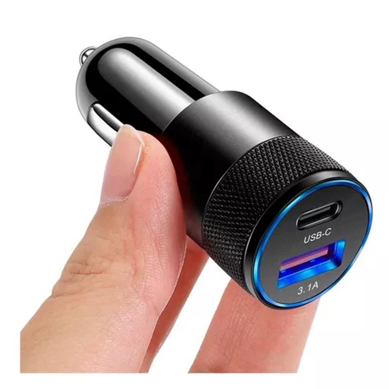 GENERICO - Cargador auto carga rápida tipo C 18W y USB 18W