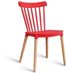 GENERICO - Pack 6 Silla de Comedor Windsor de Polipropileno Rojo