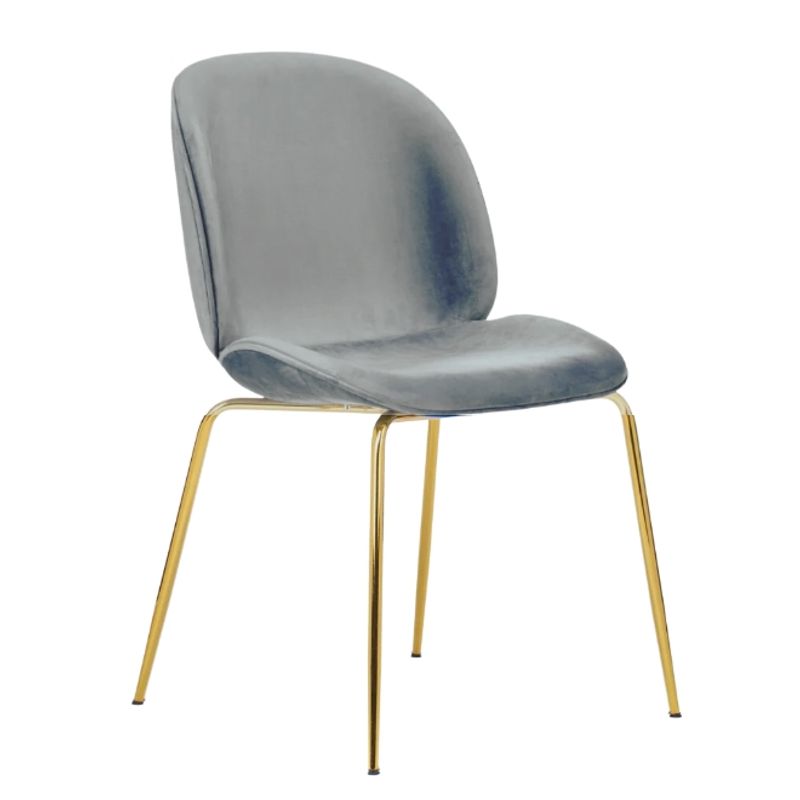 GENERICO - Silla Comedor Felpa Berlin con patas Doradas - Gris