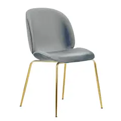 GENERICO - Silla Comedor Felpa Berlin con patas Doradas - Gris