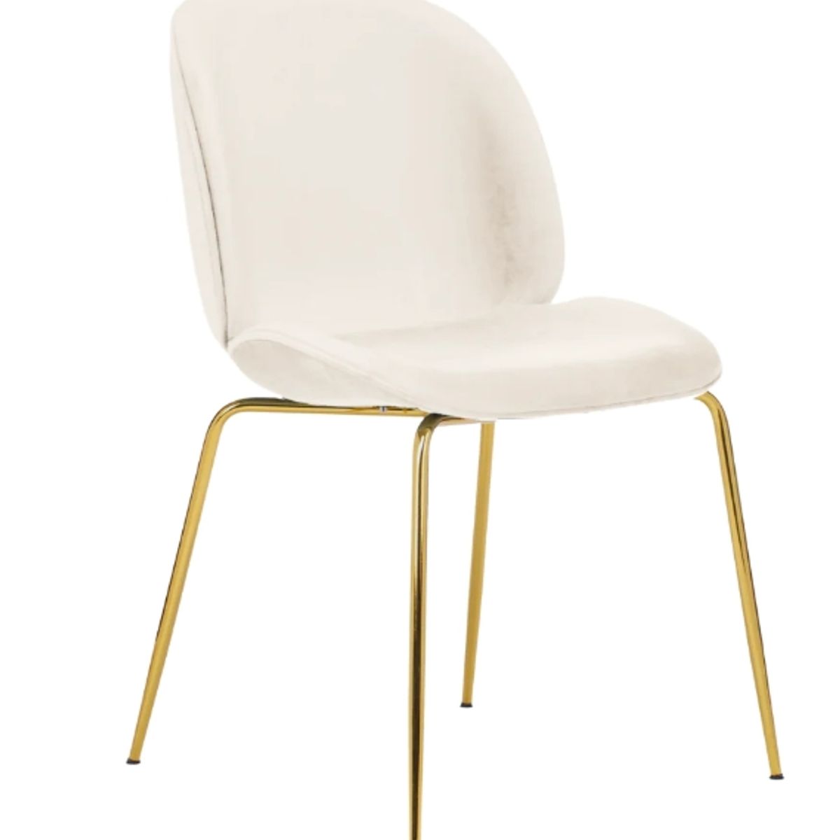 GENERICO - Silla Comedor Felpa Berlin con patas Doradas - Blanco crudo