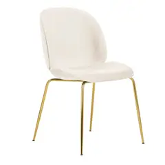 GENERICO - Silla Comedor Felpa Berlin con patas Doradas - Blanco crudo