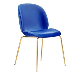 HABITA2 CHILE - Silla Comedor Felpa Berlin con patas Doradas - Azul