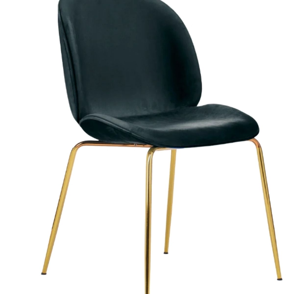 HABITA2 CHILE - Silla Comedor Felpa Berlin con patas Doradas - Negro