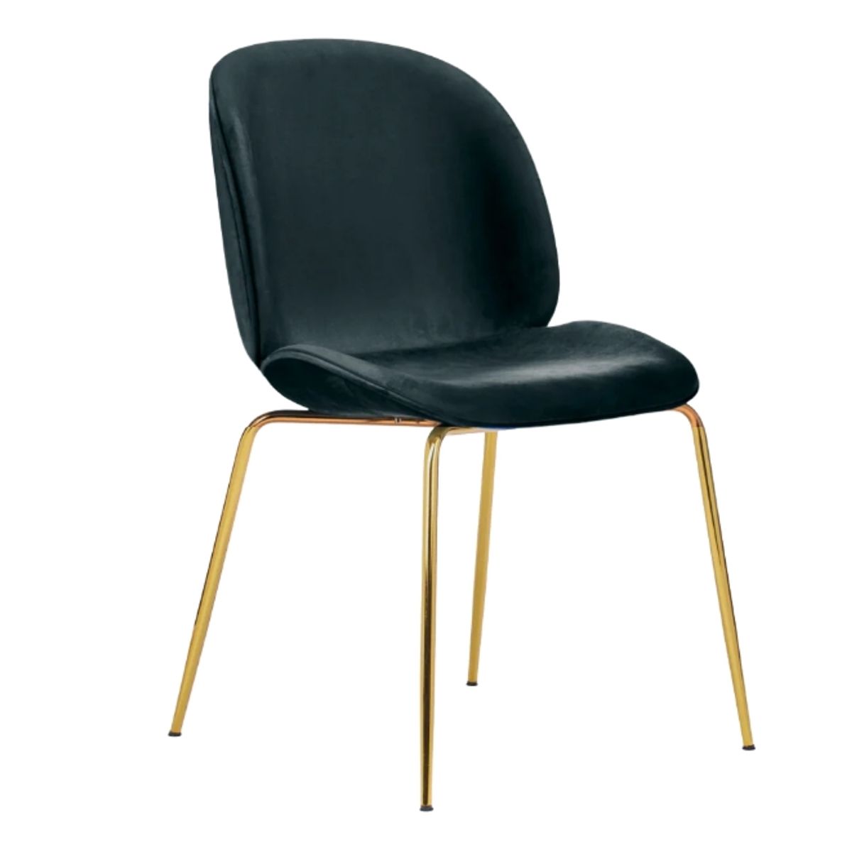 HABITA2 CHILE - Silla Comedor Felpa Berlin con patas Doradas - Negro