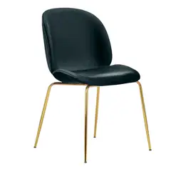 GENERICO - Silla Comedor Felpa Berlin con patas Doradas - Negro
