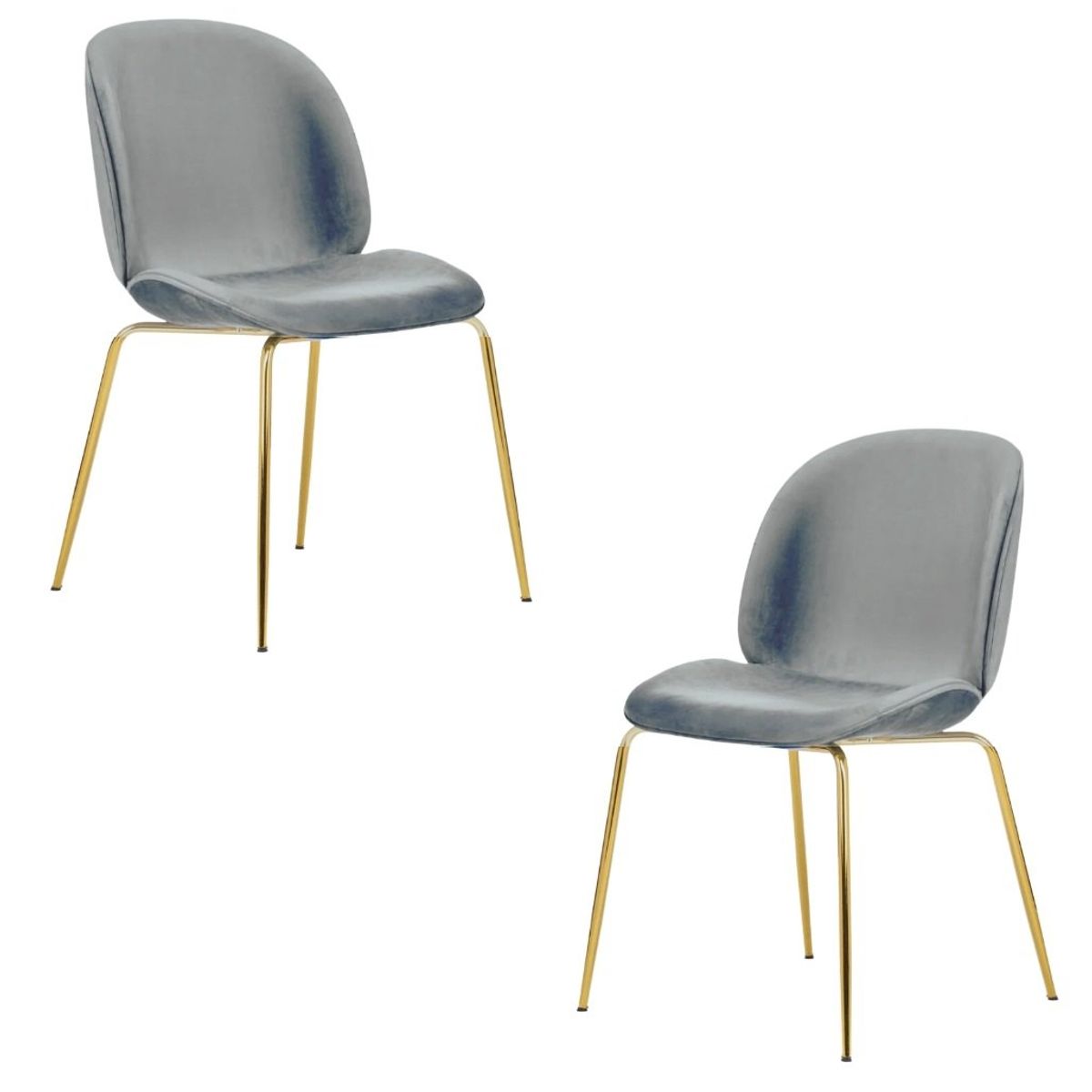 HABITA2 CHILE - Pack 2 Silla Comedor Felpa Berlin con patas Doradas - Gris