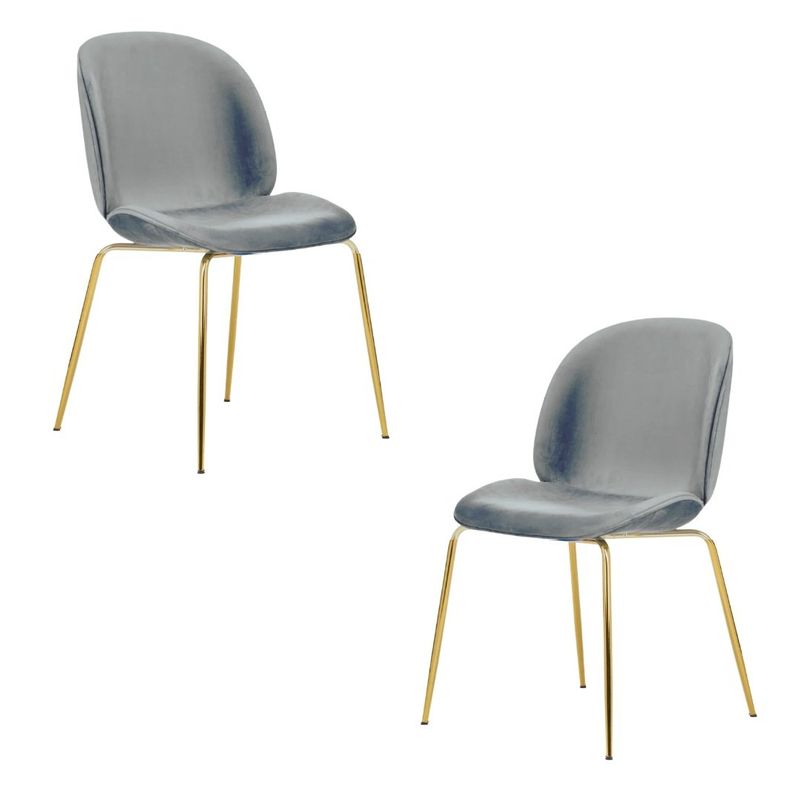 GENERICO - Pack 2 Silla Comedor Felpa Berlin con patas Doradas - Gris