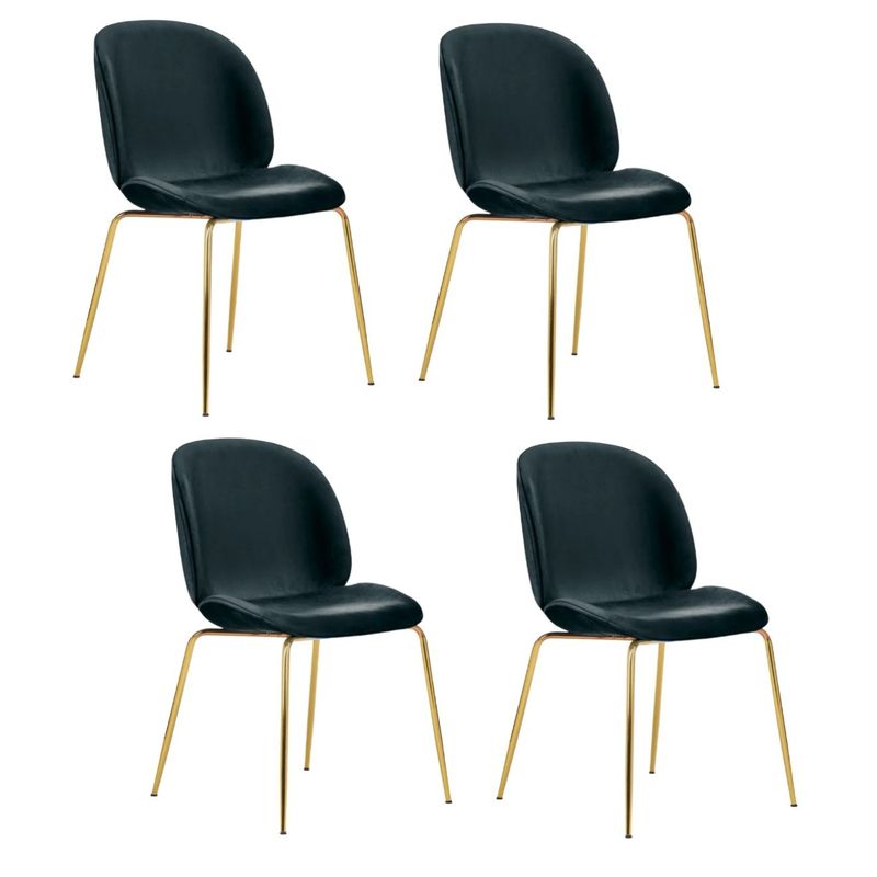 HABITA2 CHILE - Pack 4 Silla Comedor Felpa Berlin con patas Doradas -Negro